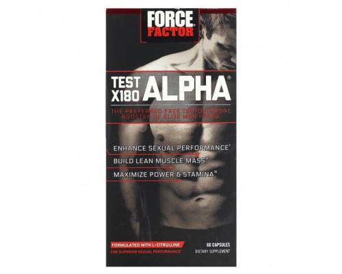 Мужское здоровье Force Factor Test X180 Alpha, Testosterone Booster, 60 Capsules, 60 Capsules Мужское здоровье Force Factor Test X180 Alpha, Testosterone Booster, 60 Capsules, 60 Capsules