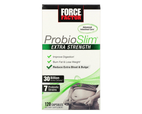 Force Factor, ProbioSlim, Extra Strength, 30 Billion CFU, 120 Capsules Force Factor, ProbioSlim, Extra Strength, 30 Billion CFU, 120 Capsules