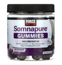 БАДы Force Factor, Somnapure, жевательные таблетки с мелатонином, 5 мг, ягодный вкус, 120 жевательных таблеток