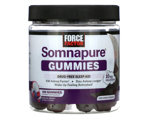 БАДы Force Factor, Somnapure, жевательные таблетки с мелатонином, 5 мг, ягодный вкус, 120 жевательных таблеток БАДы Force Factor, Somnapure, жевательные таблетки с мелатонином, 5 мг, ягодный вкус, 120 жевательных таблеток