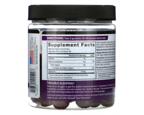 БАДы Force Factor, Somnapure, жевательные таблетки с мелатонином, 5 мг, ягодный вкус, 120 жевательных таблеток БАДы Force Factor, Somnapure, жевательные таблетки с мелатонином, 5 мг, ягодный вкус, 120 жевательных таблеток