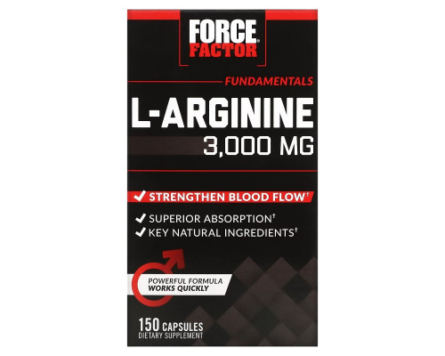 Force Factor, L-аргинин, 600 мг, 150 капсул Force Factor, L-аргинин, 600 мг, 150 капсул