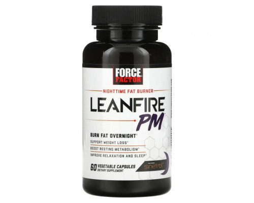 Для похудения и контроля веса Force Factor, Nighttime Fat Burner, Leanfire PM, 60 растительных капсул Для похудения и контроля веса Force Factor, Nighttime Fat Burner, Leanfire PM, 60 растительных капсул