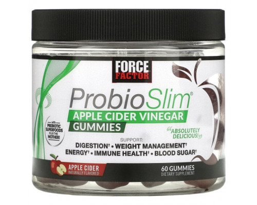 Пребиотики и пробиотики ProbioSlim Apple Cider Vinegar Gummies, 60 Gummies Пребиотики и пробиотики ProbioSlim Apple Cider Vinegar Gummies, 60 Gummies