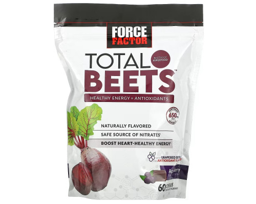 Force Factor, Total Beets, Healthy Energy + Antioxidants, Acai Berry, 325 mg, 60 Chews Force Factor, Total Beets, Healthy Energy + Antioxidants, Acai Berry, 325 mg, 60 Chews