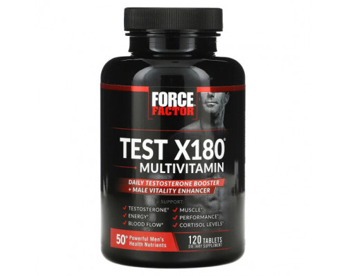 Мужское здоровье Force Factor, Test X180, мультивитамины и усилитель тестостерона, 120 таблеток Мужское здоровье Force Factor, Test X180, мультивитамины и усилитель тестостерона, 120 таблеток