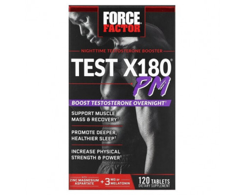 Мужское здоровье Force Factor, Test X180 PM, ночной бустер тестостерона, 120 таблеток Мужское здоровье Force Factor, Test X180 PM, ночной бустер тестостерона, 120 таблеток