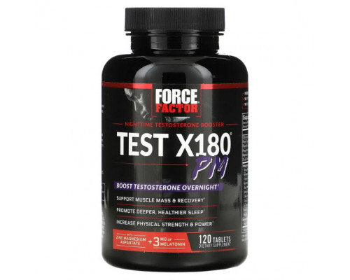 Мужское здоровье Force Factor, Test X180 PM, ночной бустер тестостерона, 120 таблеток Мужское здоровье Force Factor, Test X180 PM, ночной бустер тестостерона, 120 таблеток