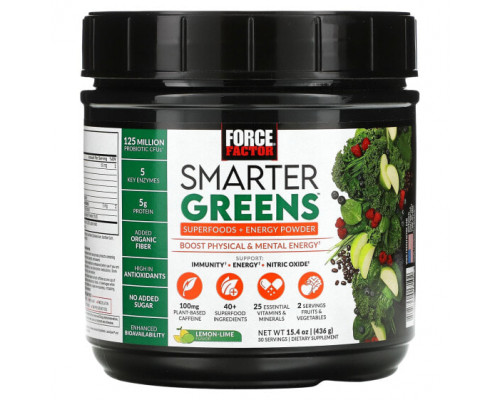 Суперфуды Smarter Greens, Superfoods + Energy Powder, Lemon-Lime, 15.4 oz (436 g)