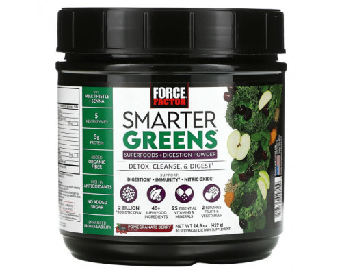 Суперфуды Smarter Greens, Superfoods + Digestion Powder, Pomegranate Berry, 14.8 oz (419 g) Суперфуды Smarter Greens, Superfoods + Digestion Powder, Pomegranate Berry, 14.8 oz (419 g)