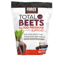Овощи Force Factor, Total Beets, средство для поддержки артериального давления, ягоды асаи, 60 жевательных таблеток