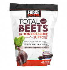 Овощи Force Factor, Total Beets, средство для поддержки артериального давления, ягоды асаи, 60 жевательных таблеток