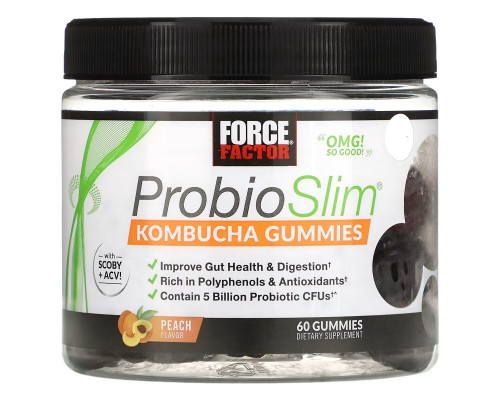 Force Factor, ProbioSlim, Kombucha Gummies, Peach, 60 Gummies Force Factor, ProbioSlim, Kombucha Gummies, Peach, 60 Gummies