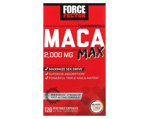 Force Factor, Fundamentals, Maca Max, 500 mg, 120 Vegetable Capsules