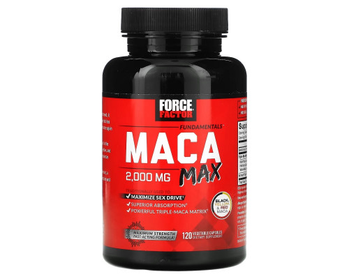 Force Factor, Fundamentals, Maca Max, 500 mg, 120 Vegetable Capsules