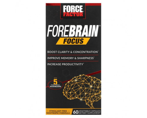 Улучшение памяти и работы мозга Forebrain Focus, 60 Vegetable Capsules Улучшение памяти и работы мозга Forebrain Focus, 60 Vegetable Capsules