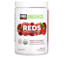 Фрукты и ягоды Force Factor, Organics, красный цвет, порошок из суперфудов, черная вишня, 337 г (11,9 унции)