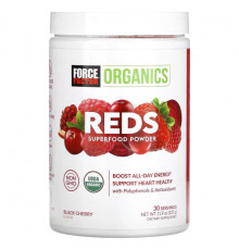 Фрукты и ягоды Force Factor, Organics, красный цвет, порошок из суперфудов, черная вишня, 337 г (11,9 унции)