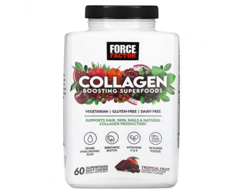 Для мышц и суставов Collagen Boosting Superfoods, Tropical Fruit, 60 Superfood Soft Chews