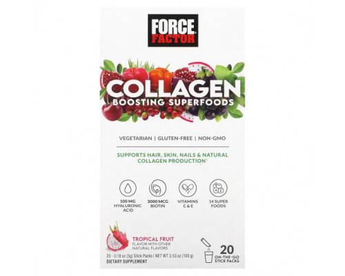 Для мышц и суставов Collagen Boosting Superfoods, Tropical Fruit, 20 Stick Packs, 0.18 oz (5 g) Each Для мышц и суставов Collagen Boosting Superfoods, Tropical Fruit, 20 Stick Packs, 0.18 oz (5 g) Each