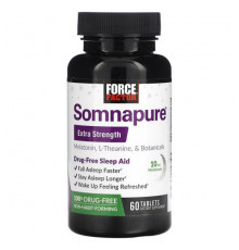 Для здорового сна Force Factor, Force Factor, Somnapure, мелатонин с повышенной силой действия, L-теанин и растительные ингредиенты, 60 таблеток