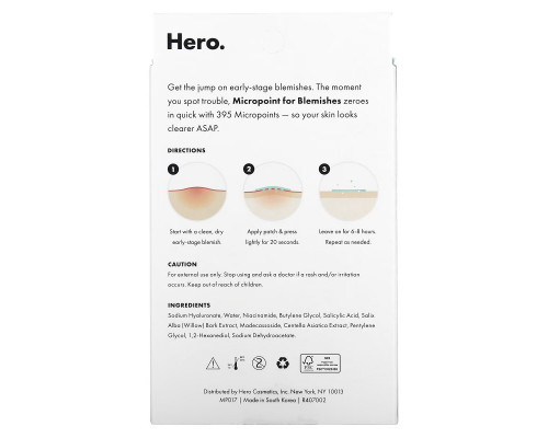 Hero Cosmetics, Mighty Patch, Micropoint For Blemishes, 8 Patches Hero Cosmetics, Mighty Patch, Micropoint For Blemishes, 8 Patches