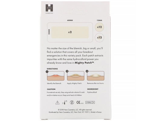 Hero Cosmetics, Mighty Patch, патчи разных видов, 26 шт. Hero Cosmetics, Mighty Patch, патчи разных видов, 26 шт.