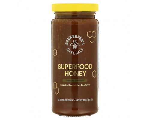 Прополис и пчелиное маточное молочко Beekeeper's Naturals, B. Powered, мед из суперфудов, 330 г (11,6 унции) Прополис и пчелиное маточное молочко Beekeeper's Naturals, B. Powered, мед из суперфудов, 330 г (11,6 унции)