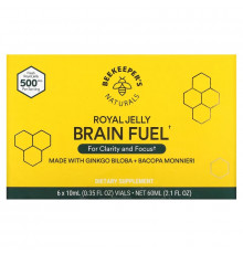 Beekeeper's Naturals, Royal Jelly Brain Fuel, 6 Vials, 0.35 fl oz (10 ml) Each