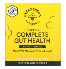 Beekeeper's Naturals, Propolis Complete Gut Health, 60 Vegetarian Capsules