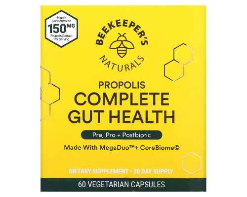 Beekeeper's Naturals, Propolis Complete Gut Health, 60 Vegetarian Capsules Beekeeper's Naturals, Propolis Complete Gut Health, 60 Vegetarian Capsules