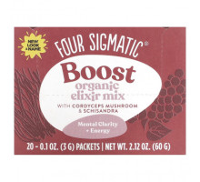 Травяные сборы и чаи Four Sigmatic, Boost, смесь органических эликсиров с кордицепсом, грибом и лимонником, 20 пакетиков по 3 г (0,1 унции)