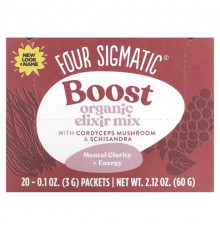 Травяные сборы и чаи Four Sigmatic, Boost, смесь органических эликсиров с кордицепсом, грибом и лимонником, 20 пакетиков по 3 г (0,1 унции)