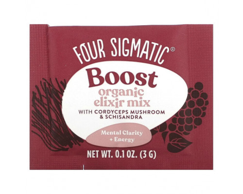 Травяные сборы и чаи Four Sigmatic, Boost, смесь органических эликсиров с кордицепсом, грибом и лимонником, 20 пакетиков по 3 г (0,1 унции) Травяные сборы и чаи Four Sigmatic, Boost, смесь органических эликсиров с кордицепсом, грибом и лимонником, 20 пакетиков по 3 г (0,1 унции)