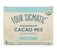 Four Sigma Foods XOCO Blue Mushroom Hot Cocoa Drink Mix with Reishi Sweet Cinnamon 10 Powder Bags 0.2 oz (6 g ) Each