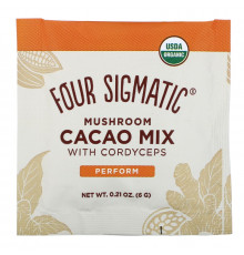 Four Sigma Foods XOCO Red Mushroom Hot Cocoa Drink Mix with Cordyceps Dark & Spicy 10 Powder Bags 0.2 oz (6 g) Each