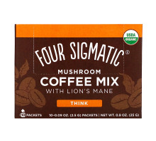 Four Sigma Foods Mushroom Coffee with Lion's Mane 10 Powder Bags 0.09 oz (2.5 g) Each