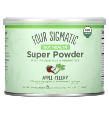Суперфуды Four Sigmatic, Gut Health, суперпорошок с пробиотиками и пребиотиками, яблочный сельдерей, 140 г (4,94 унции)