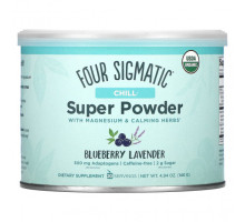 Суперфуды Four Sigmatic, Chill Super Powder с магнием и успокаивающими травами, голубика и лаванда, 140 г (4,94 унции)
