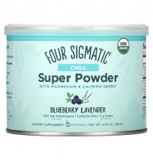 Суперфуды Four Sigmatic, Chill Super Powder с магнием и успокаивающими травами, голубика и лаванда, 140 г (4,94 унции)