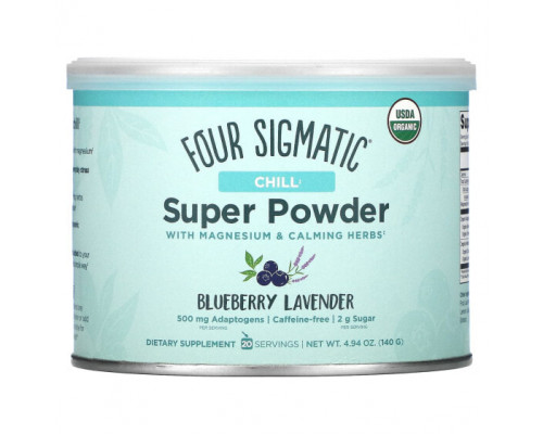 Суперфуды Four Sigmatic, Chill Super Powder с магнием и успокаивающими травами, голубика и лаванда, 140 г (4,94 унции) Суперфуды Four Sigmatic, Chill Super Powder с магнием и успокаивающими травами, голубика и лаванда, 140 г (4,94 унции)