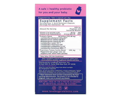 LoveBug Probiotics, Prenatal Probiotic, 20 Billion CFU, 30 Count LoveBug Probiotics, Prenatal Probiotic, 20 Billion CFU, 30 Count