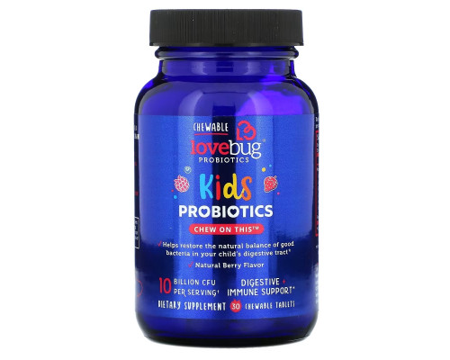 LoveBug Probiotics, Kids Probiotics, Delicious Berry, 10 Billion CFU, 30 Chewable Tablets LoveBug Probiotics, Kids Probiotics, Delicious Berry, 10 Billion CFU, 30 Chewable Tablets