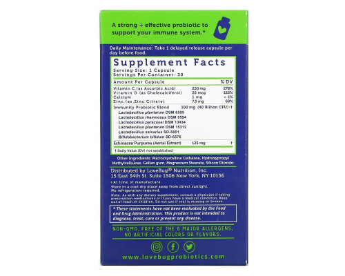LoveBug Probiotics, Immune Support Probiotic, Daily Probiotic, 40 Billion CFU, 30 Count LoveBug Probiotics, Immune Support Probiotic, Daily Probiotic, 40 Billion CFU, 30 Count