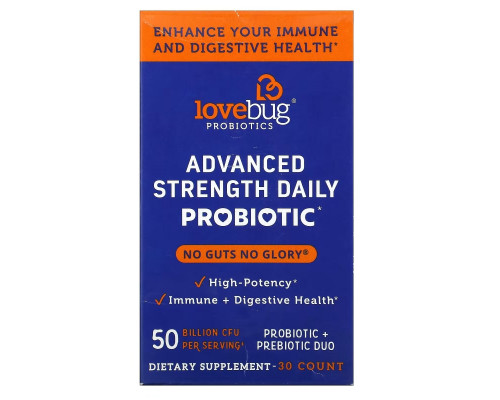 LoveBug Probiotics, Advanced Strength Daily Probiotic, 50 Billion CFU, 30 Count LoveBug Probiotics, Advanced Strength Daily Probiotic, 50 Billion CFU, 30 Count