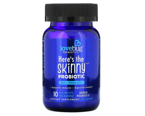 LoveBug Probiotics, Here's The Skinny Probiotic, 10 Billion CFU, 30 Count LoveBug Probiotics, Here's The Skinny Probiotic, 10 Billion CFU, 30 Count
