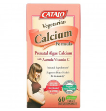 Catalo Naturals, Vegetarian Calcium Formula, Prenatal Algae Calcium, 60 Vegetarian Tablets