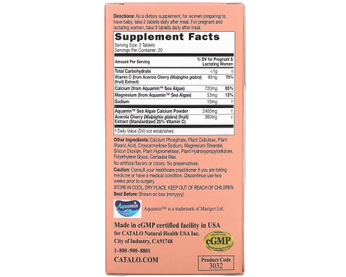 Catalo Naturals, Vegetarian Calcium Formula, Prenatal Algae Calcium, 60 Vegetarian Tablets Catalo Naturals, Vegetarian Calcium Formula, Prenatal Algae Calcium, 60 Vegetarian Tablets