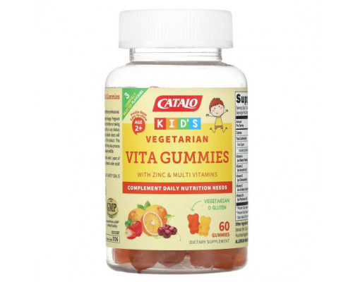 Детское здоровье Catalo Naturals, Детские вегетарианские жевательные витамины с цинком и мультивитаминами, для детей от 2 лет, клубника, вишня и апельсин, 60 вегетарианских жевательных мармеладок Детское здоровье Catalo Naturals, Детские вегетарианские жевательные витамины с цинком и мультивитаминами, для детей от 2 лет, клубника, вишня и апельсин, 60 вегетарианских жевательных мармеладок