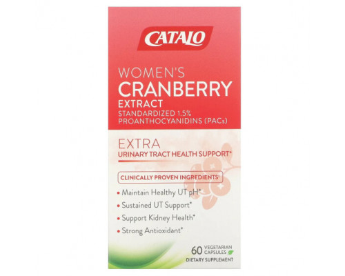 Здоровье мочеполовой системы Catalo Naturals, Экстракт клюквы для женщин, 60 вегетарианских капсул Здоровье мочеполовой системы Catalo Naturals, Экстракт клюквы для женщин, 60 вегетарианских капсул